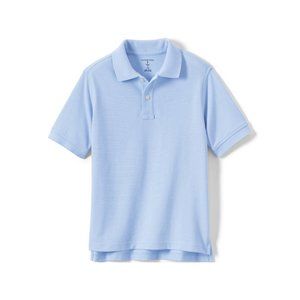 NWT LANDS' END UNIFORM LITTLE KID'S SS MESH POLO SHIRT CHAMBRAY BLUE SMALL 4
